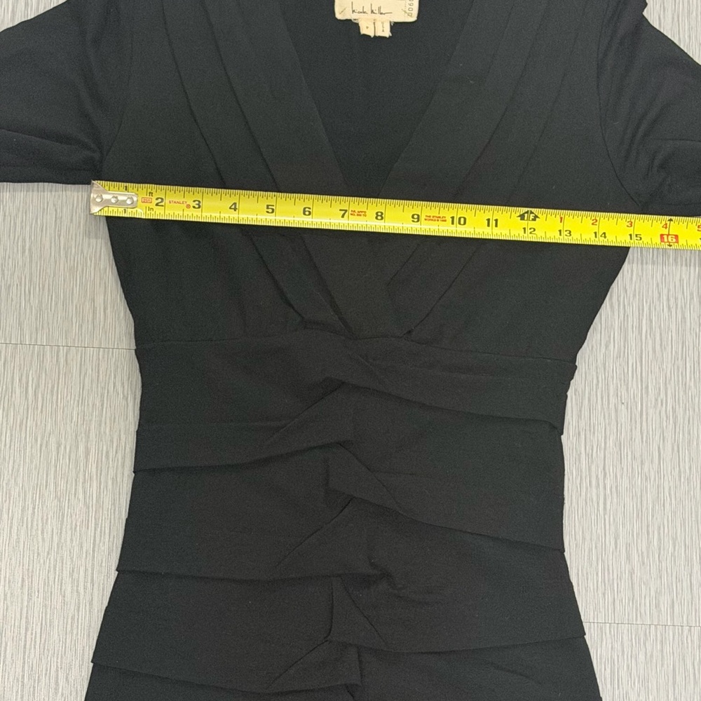 Nicole Miller Atelier Little Black Bandage Dress Long Sleeve V-Neck Bodycon XS - Picture 6 of 11